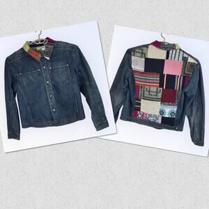 Levi's Denim Jacket Handcrafted Patchwork Colorful Oversized Vintage 1990s